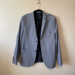 H&M Super Skinny Fit Blazer light blue microrib wool blend size 40R
